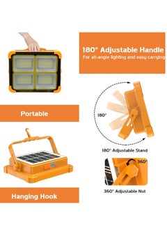 KEYANG Rechargeable LED Flood Light with Solar & USB Charging, 288 LEDs, IP66 Waterproof, Input Voltage 5V, Portable Work Light with Adjustable Stand, Power Bank Function, for Outdoor Camping Garage Emergency KY-200W  - Image 4