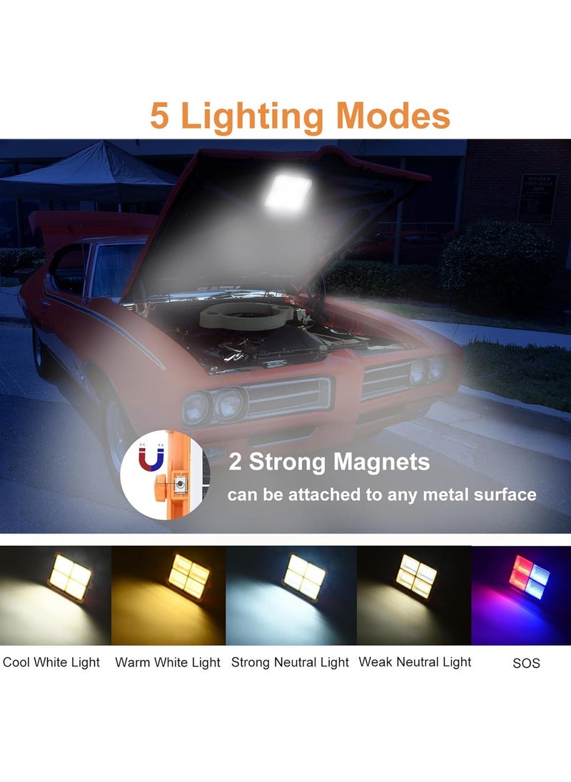 Rechargeable LED Flood Light with Solar & USB Charging, 288 LEDs, IP66 Waterproof, Input Voltage 5V, Portable Work Light with Adjustable Stand, Power Bank Function, for Outdoor Camping Garage Emergency KY-200W
