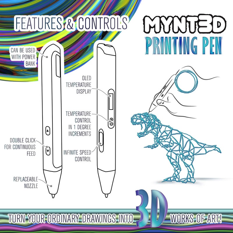 MYNT3D قلم الطباعة ثلاثي الأبعاد MYNT3D الاحترافي مع شاشة OLED - Image 4