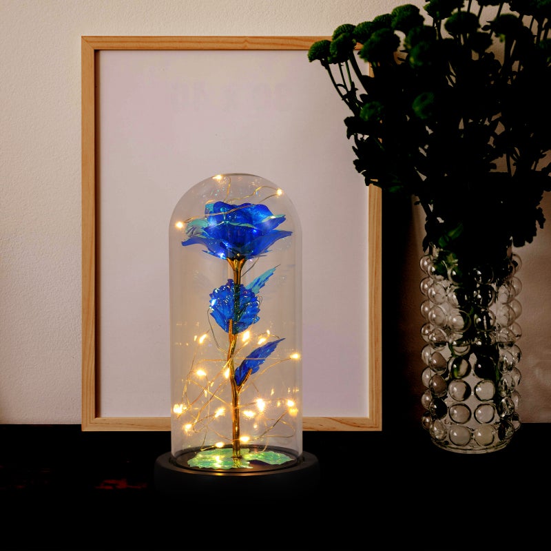 1pc Valentine's Day Simulation Flower Glass Cover with Light Ornament - Image 4
