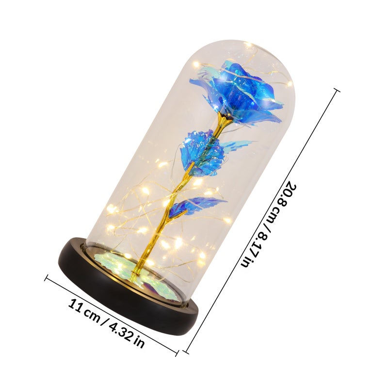 1pc Valentine's Day Simulation Flower Glass Cover with Light Ornament - Image 2