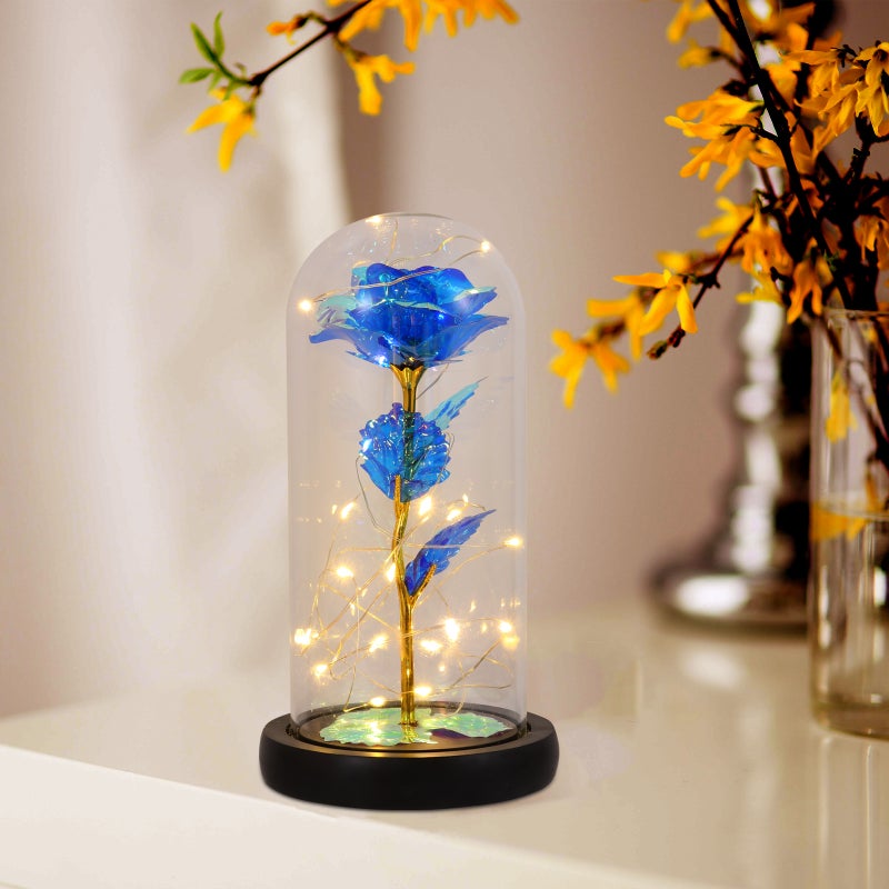 1pc Valentine's Day Simulation Flower Glass Cover with Light Ornament - Image 1