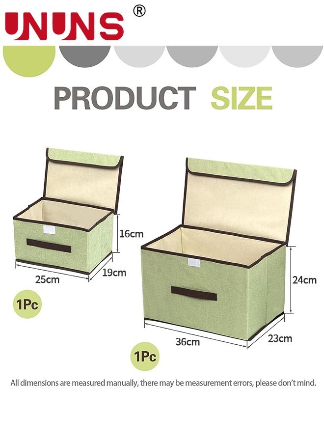 UNUNS Set Of 4 Foldable Storage Box,Linen Large Collapsible Fabric Stroage Box With Lids Kit,Washable Bins For Home Office  - Image 2