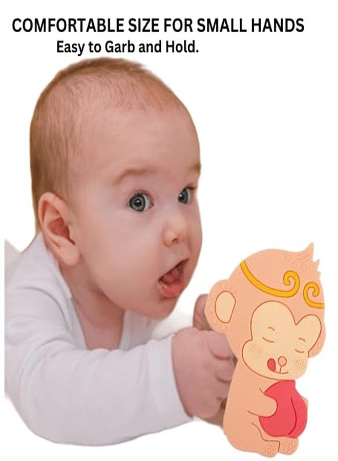 Rukan Teether 6-12 Months Soft Toys, Sensory Toys for Kids Textured Surface for Soothing Gums, BPA Free Monkey (Orange) - Image 2