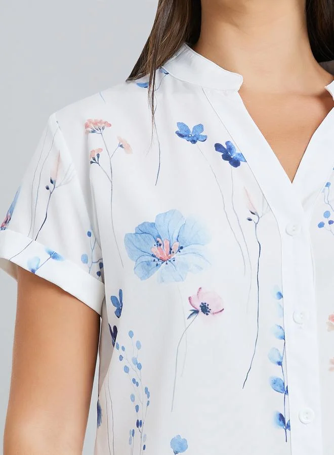 Take Two  Women Floral Print Short Sleeve Buttoned Shirt for Women | Best Price UAE