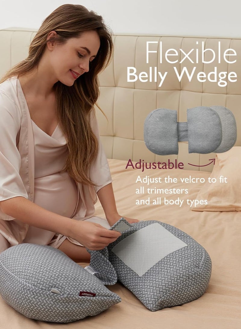 Momcozy Portable Pregnancy Pillow – W Shaped Maternity Support for Side Sleepers, Adjustable Travel Wedge Pillow for Back, Belly, and Hip Relief, Ideal for Pregnant Women  - Image 2