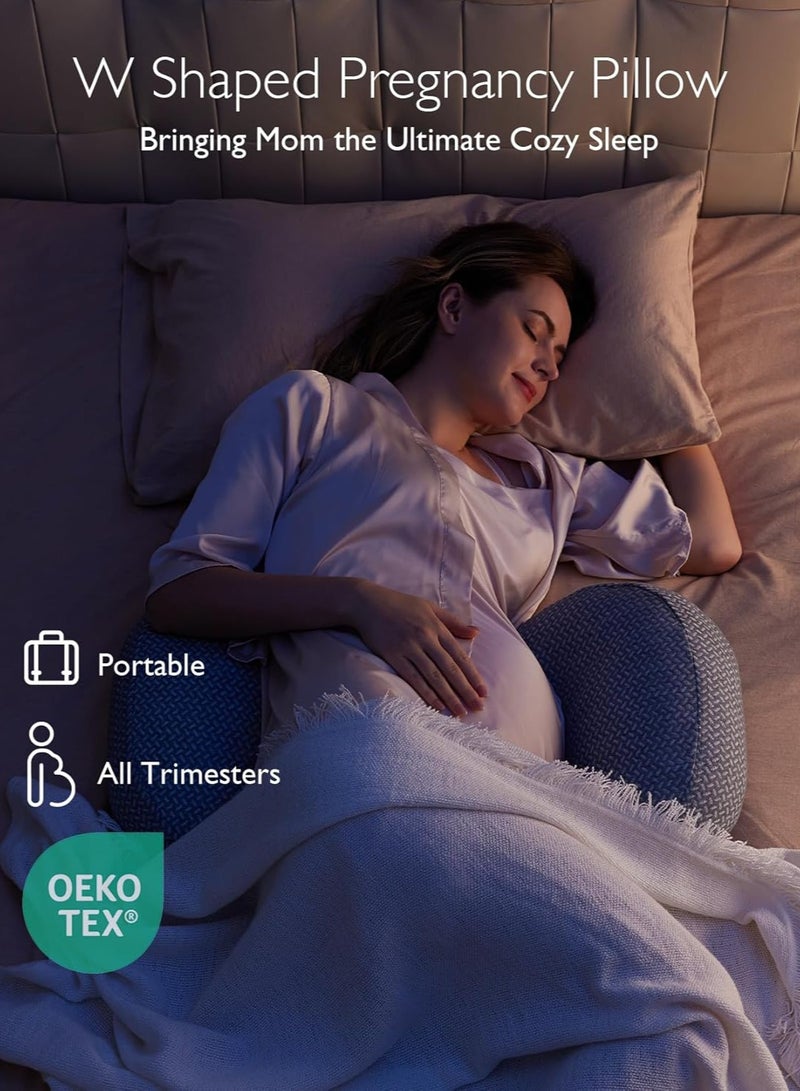Momcozy Portable Pregnancy Pillow – W Shaped Maternity Support for Side Sleepers, Adjustable Travel Wedge Pillow for Back, Belly, and Hip Relief, Ideal for Pregnant Women  - Image 4