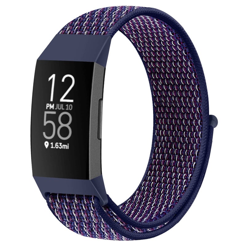 AVOD Nylon Watch Bands Compatible with Fitbit Charge 4/Charge 3/SE, Soft Replacement Wristband Breathable Sport Strap with Band for Women Men (Indigo) - Image 1