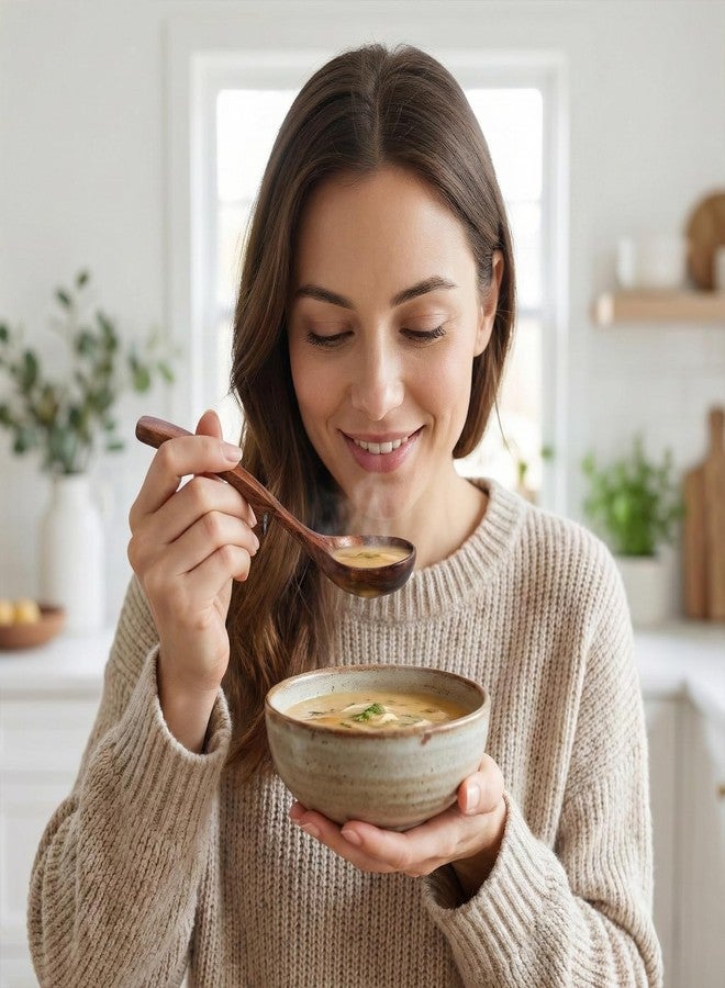 Zyghjort Gravy Ladle, Wooden Ladle for Soup Small 7.87 Inch Gravy Soup Spoon with Back Hooks Kitchen Woodn Scoop Deep Spoon for Spooning Gravies Sauces Porridge Sustainable Natural Texture - Image 5