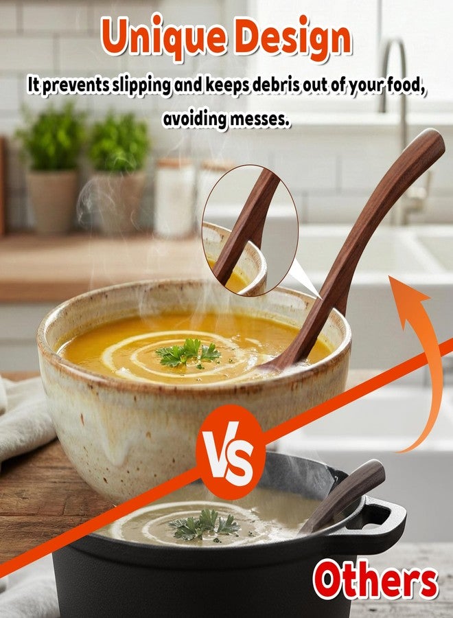 Zyghjort Gravy Ladle, Wooden Ladle for Soup Small 7.87 Inch Gravy Soup Spoon with Back Hooks Kitchen Woodn Scoop Deep Spoon for Spooning Gravies Sauces Porridge Sustainable Natural Texture - Image 3