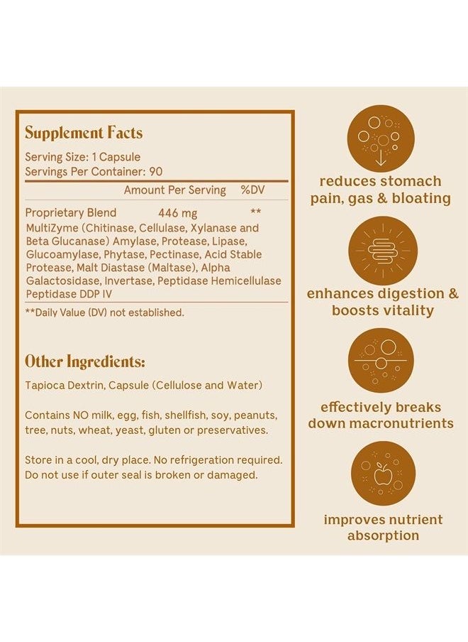 Solluna by Kimberly Snyder - Feel Good Digestive Enzymes Digestion & Nutrient Absorption Aid for Stomach Pain, Gas & Bloating — Multi-Enzymes Lipase, Amylase, Protease, Cellulase, & Galactosidase - Image 1