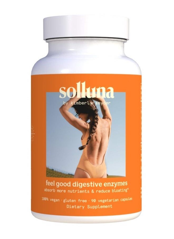 Solluna by Kimberly Snyder - Feel Good Digestive Enzymes Digestion & Nutrient Absorption Aid for Stomach Pain, Gas & Bloating — Multi-Enzymes Lipase, Amylase, Protease, Cellulase, & Galactosidase - Image 1