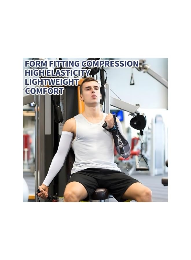 PROMASS UV Sun Protection Arm Sleeves 4 Pairs Breathable and Cooling Arm Compression Sleeves Ice Silk Cooling Sleeves Long Arm Cover Suitable for Men Women Outdoor Sport Running Football, One Size - Image 2