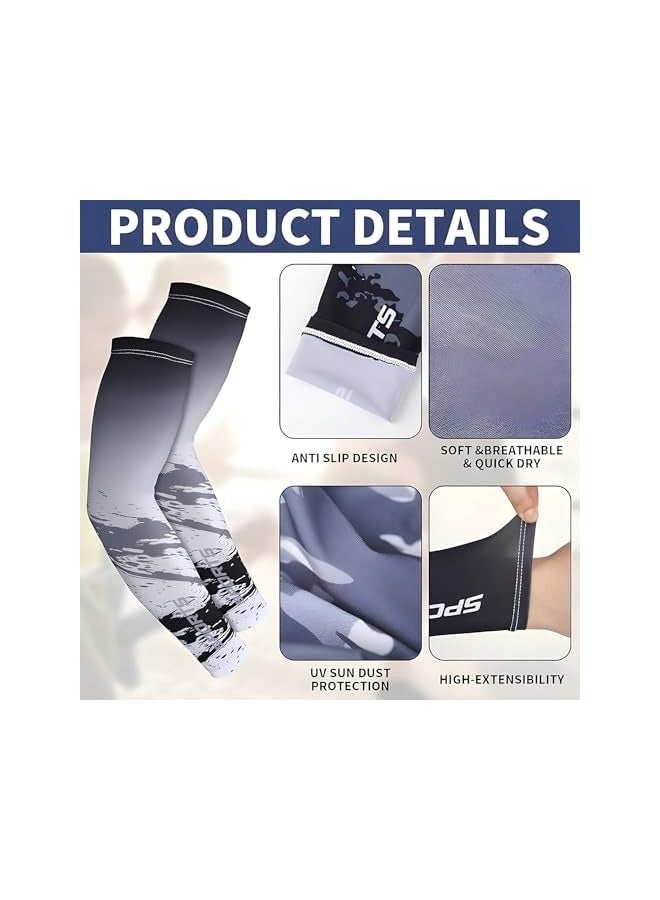 PROMASS UV Sun Protection Arm Sleeves 4 Pairs Breathable and Cooling Arm Compression Sleeves Ice Silk Cooling Sleeves Long Arm Cover Suitable for Men Women Outdoor Sport Running Football, One Size - Image 3