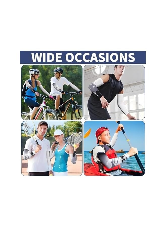PROMASS UV Sun Protection Arm Sleeves 4 Pairs Breathable and Cooling Arm Compression Sleeves Ice Silk Cooling Sleeves Long Arm Cover Suitable for Men Women Outdoor Sport Running Football, One Size - Image 5
