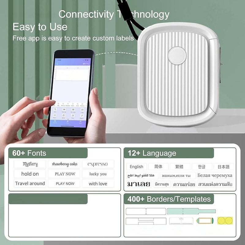 Mini Label Printer L12 Portable Thermal White Bluetooth USB Home Office - Image 3