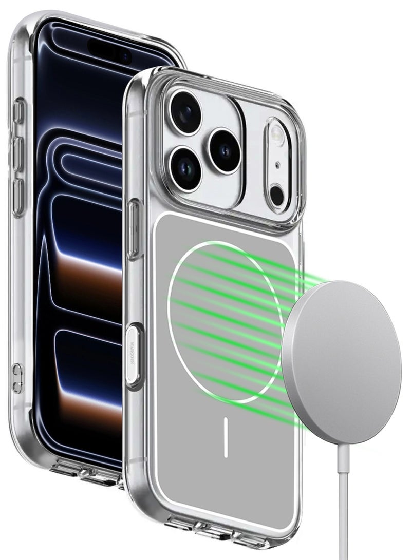 Case Cover for iPhone 17 Pro Max - Slim Magnetic Clear Shockproof Frame - Anti-Slip Grip with Full Protection - Silver - Image 2