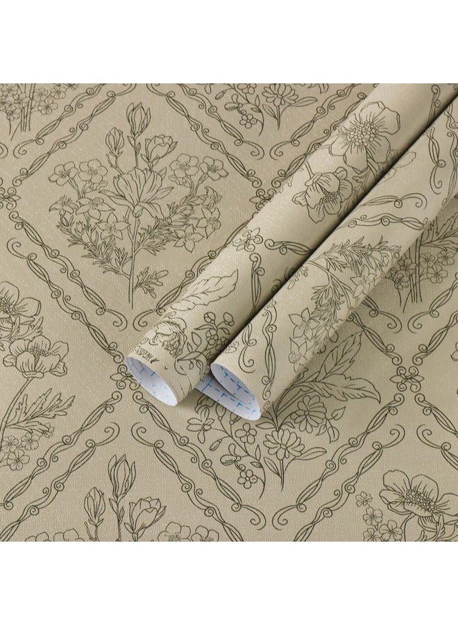 Kitico Brown Floral Wallpaper 17.3''x197'' - Image 1