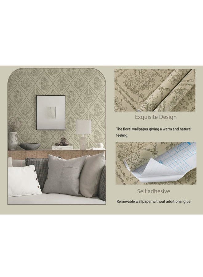 Kitico Brown Floral Wallpaper 17.3''x197'' - Image 2