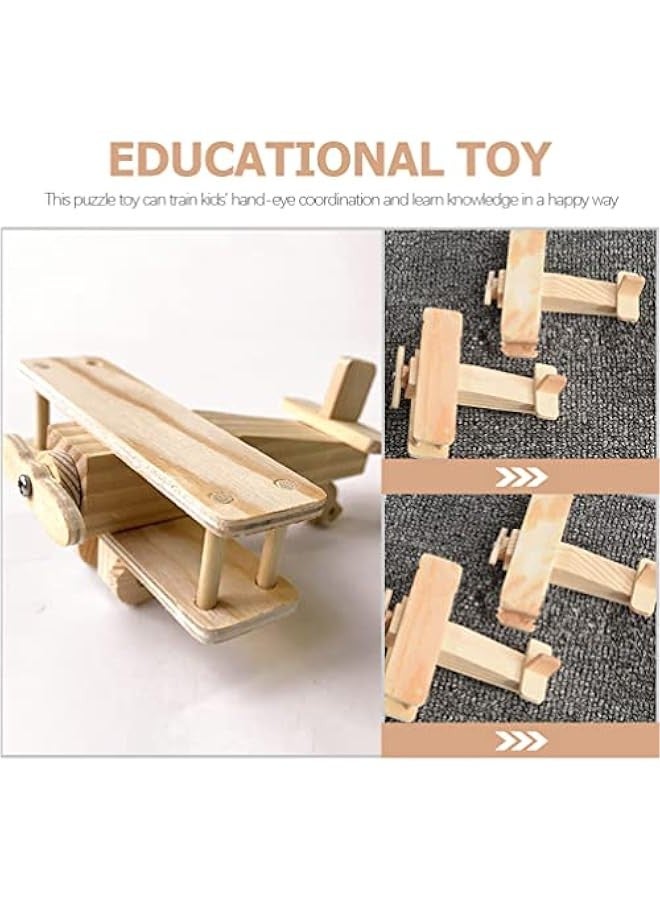 2 Sets Wooden Airplane Craft Model 3D Unfinished Puzzle DIY Fun Educational Figurine Construction Hobby to Build Craft for Xmas Party Ornaments Boys Toys - Image 3