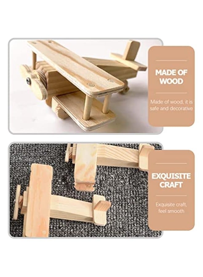 2 Sets Wooden Airplane Craft Model 3D Unfinished Puzzle DIY Fun Educational Figurine Construction Hobby to Build Craft for Xmas Party Ornaments Boys Toys - Image 4