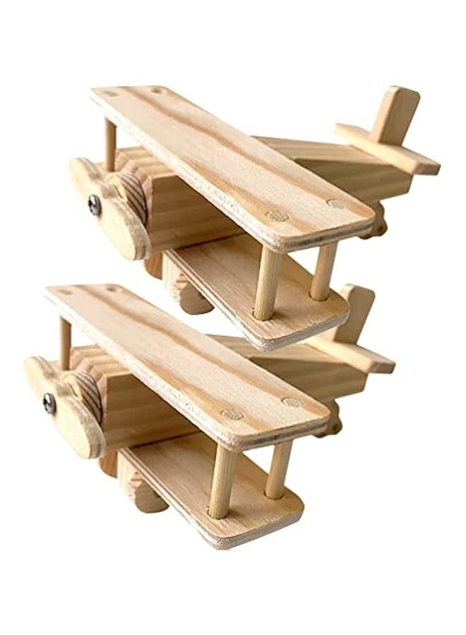 2 Sets Wooden Airplane Craft Model 3D Unfinished Puzzle DIY Fun Educational Figurine Construction Hobby to Build Craft for Xmas Party Ornaments Boys Toys - Image 1