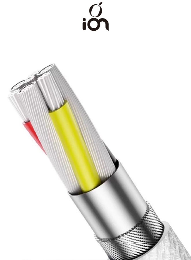 ION 240W type c cable fast charger. Braided fabric cable type c. Genuine 2-meter data cable type c. charger cable supports PD (Power Delivery) fast charging. type c to type c compatible with iPhone, iPad, Samsung, Huawei, Honor, and many other devices. - Image 3