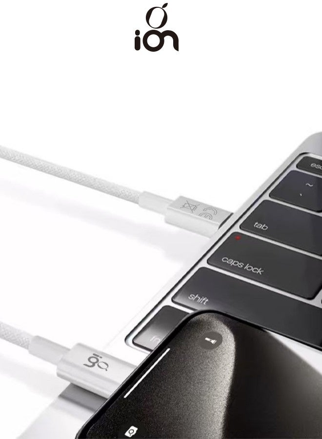 ION 240W type c cable fast charger. Braided fabric cable type c. Genuine 2-meter data cable type c. charger cable supports PD (Power Delivery) fast charging. type c to type c compatible with iPhone, iPad, Samsung, Huawei, Honor, and many other devices. - Image 2