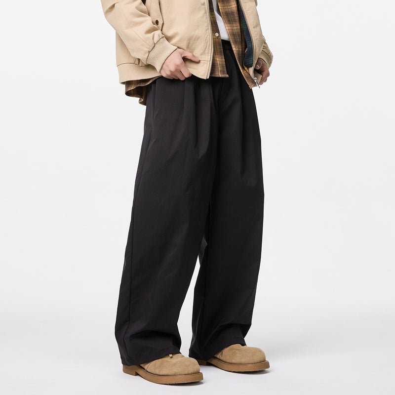 Service Daole Japanese Style Retro Double Pleated Wide Leg Pants Men'S And Women'S Loose Draped Solid Color Casual Pants Couple'S Trendy Trendy Trousers - Image 2