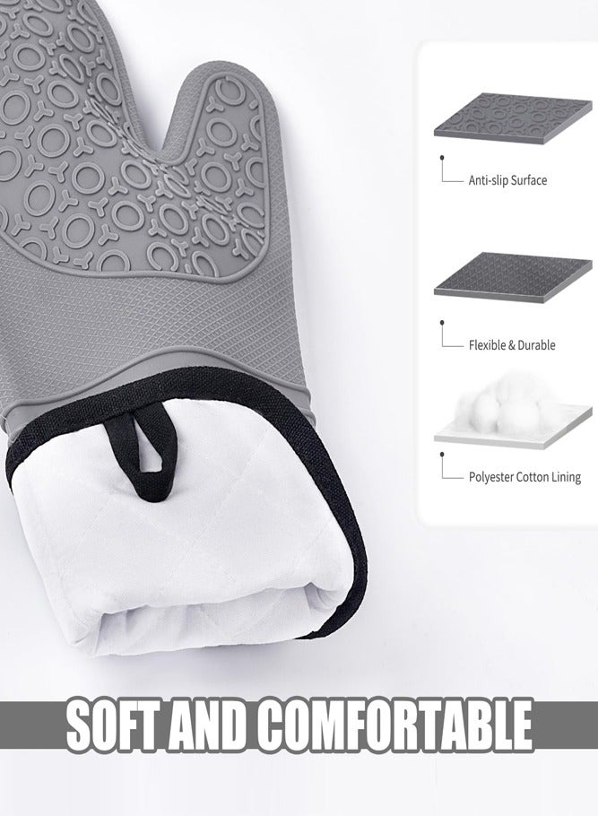BELLSBERRY 7-Piece Silicone Oven Mitts And Pot Holders Set – Heat Resistant Gloves with Mini Hot Pads And Oil Brush For Baking  - Image 2