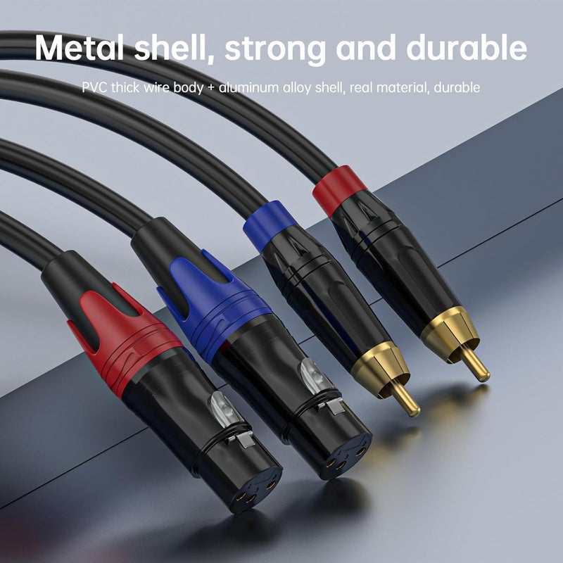Device Of Urban Infotech كابل XLR مزدوج إلى RCA، كابل XLR أنثوي مزدوج إلى كابل RCA ذكري مزدوج، كابل صوت HiFi معزز ميكروفون XLR (1.5 متر) - Image 3
