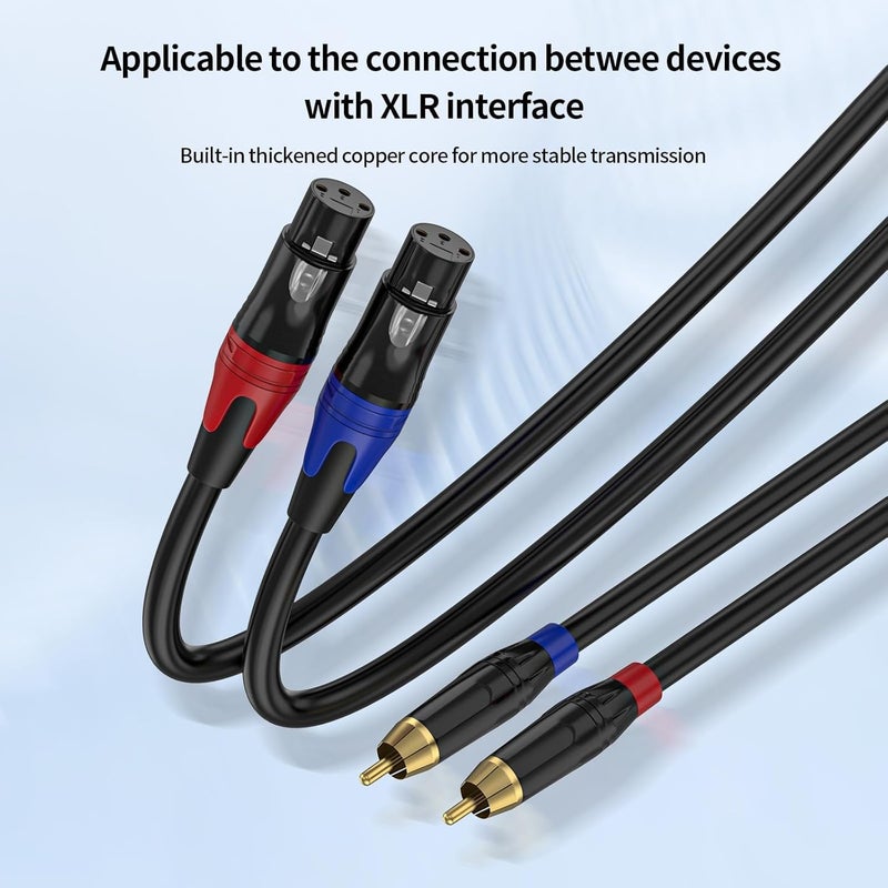 Device Of Urban Infotech كابل XLR مزدوج إلى RCA، كابل XLR أنثوي مزدوج إلى كابل RCA ذكري مزدوج، كابل صوت HiFi معزز ميكروفون XLR (1.5 متر) - Image 5