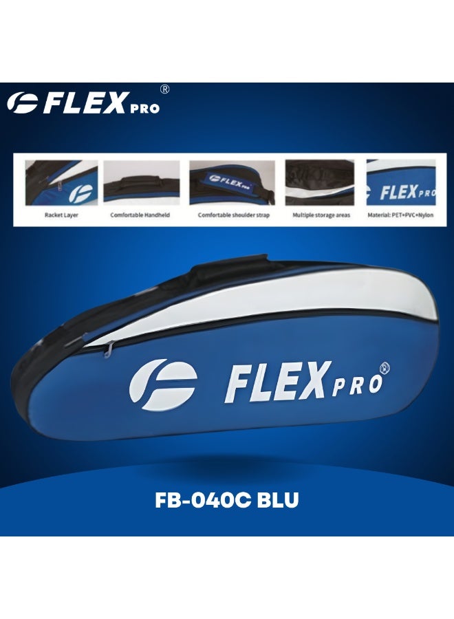 FLEX PRO RACQUET BAG | 600D Polyester with PU Lamination | Blue - Image 1