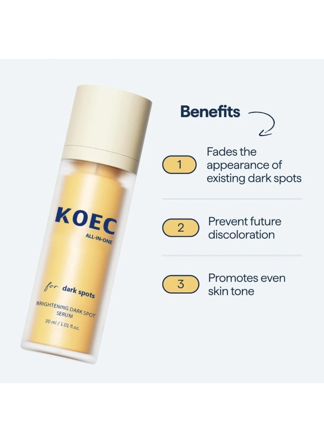 KOEC سيروم تفتيح البقع الداكنة لبشرة ناعمة لوشن وكريم مغذي للوجه للرجال والنساء للعناية بالبشرة جميعها في واحد سيروم وجه مرطب عميق للبقع الداكنة منظف وجه 30 مل - Image 2