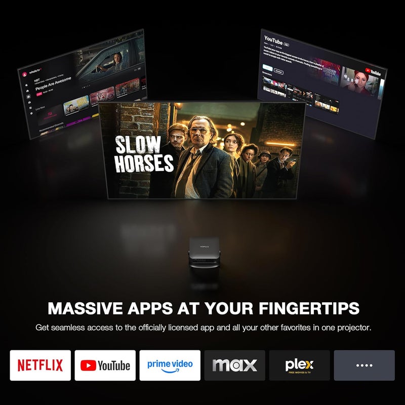 【Netflix-Licensed Projector & Native 1080P】Thinnest 2.24" Smart Mini Projector with WiFi and Bluetooth, Auto Focus & Keystone Portable Outdoor Projector, VOPLLS 4K Support Home Movie Projector - Image 4