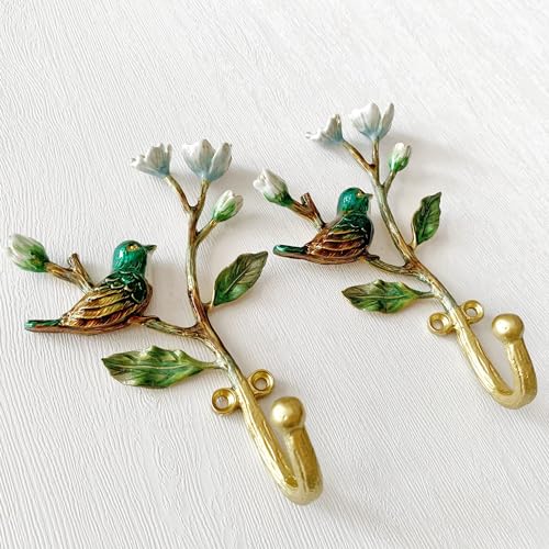 Pewery Vintage Bird Shaped Decorative Wall Hooks Rack Hangers for Hanging Clothes Coats Towels Keys Hats, 2 Pack Antique Metal Mounted Wall Hook - Image 3