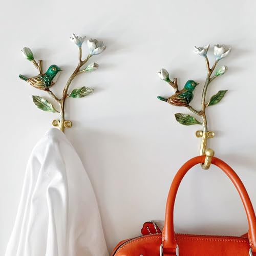 Pewery Vintage Bird Shaped Decorative Wall Hooks Rack Hangers for Hanging Clothes Coats Towels Keys Hats, 2 Pack Antique Metal Mounted Wall Hook - Image 4