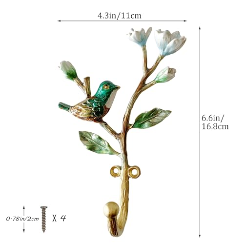 Pewery Vintage Bird Shaped Decorative Wall Hooks Rack Hangers for Hanging Clothes Coats Towels Keys Hats, 2 Pack Antique Metal Mounted Wall Hook - Image 2