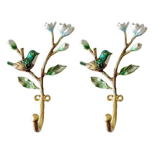 Pewery Vintage Bird Shaped Decorative Wall Hooks Rack Hangers for Hanging Clothes Coats Towels Keys Hats, 2 Pack Antique Metal Mounted Wall Hook - Image 1