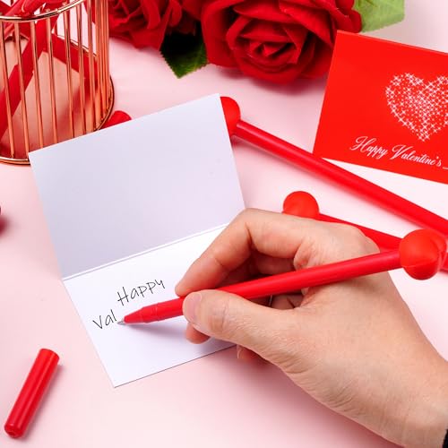 jiebor 30Pcs Valentines Pens Heart Shaped Gel Novelty Pens Black Ink Bulk for Nurses Women Office Supplies (Red) - Image 4