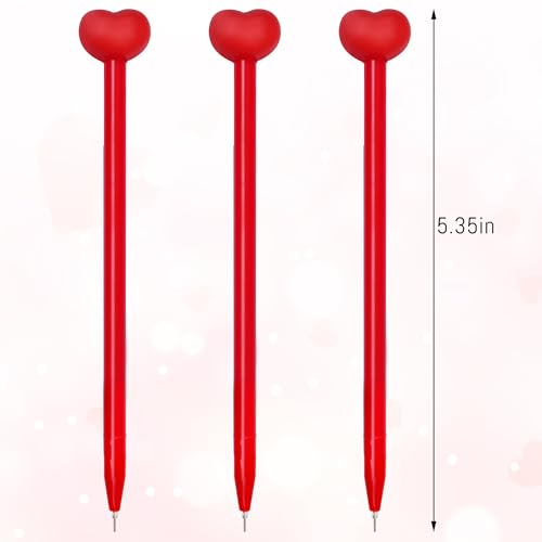 jiebor 30Pcs Valentines Pens Heart Shaped Gel Novelty Pens Black Ink Bulk for Nurses Women Office Supplies (Red) - Image 2