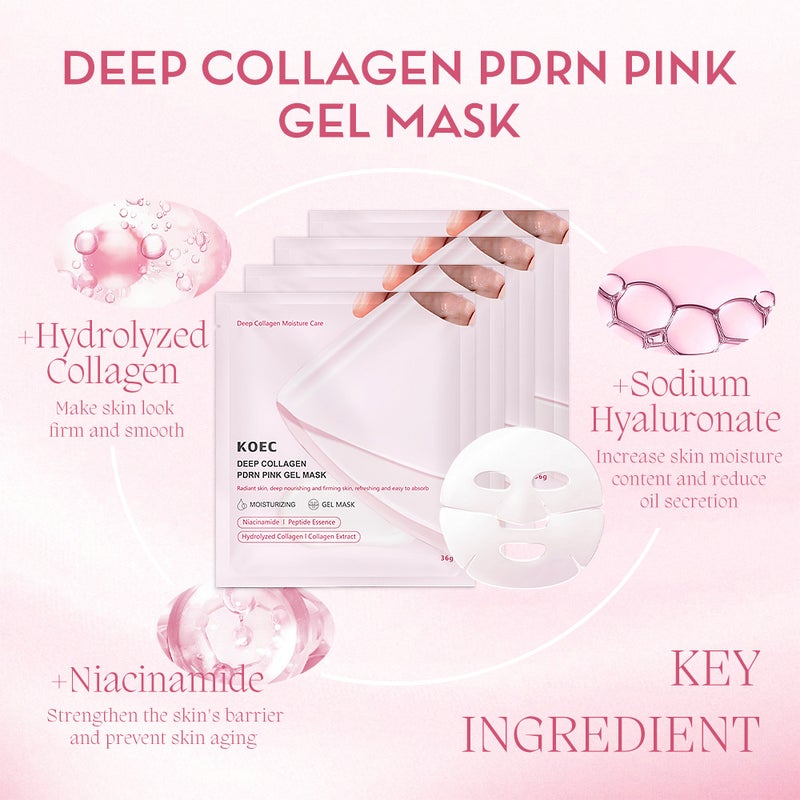 Koec Pink Polypeptide Collagen Firming Transparent Mask Hydrating And Moisturizing White Translucent Patch Mask Style - Image 4