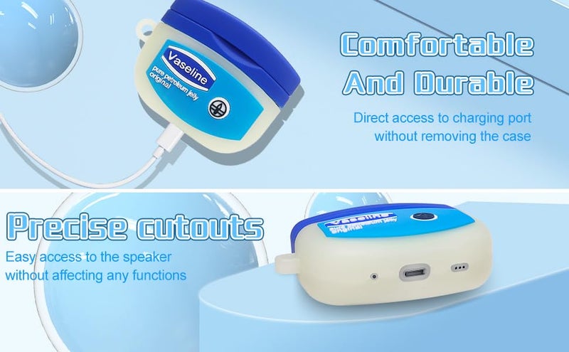 Meyaar Silicone Case for Apple Airpods Pro 3 (2025) Cute Design for Airpods Pro 3 with Keychain Shockproof Protective Case Cover (Vase-line (Blue)) - Image 2