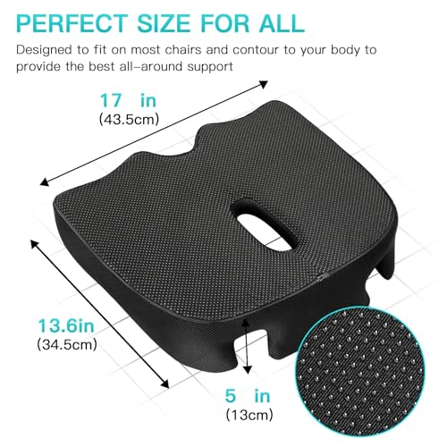 Benazcap Standard Memory Seat Cushion for Office Chair Pressure Relief Sciatica Tailbone Pain Relief Firm Coccyx Pad for Long Sitting Office Chair Gaming Chair and Car SeatBlack Standard Size - Image 3