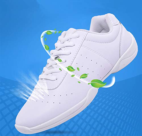 DADAWEN Adult & Youth White Cheerleading Shoe Athletic Sport Training Competition Tennis Sneakers Cheer Shoes White US Size 9/EU Size 41 - Image 4