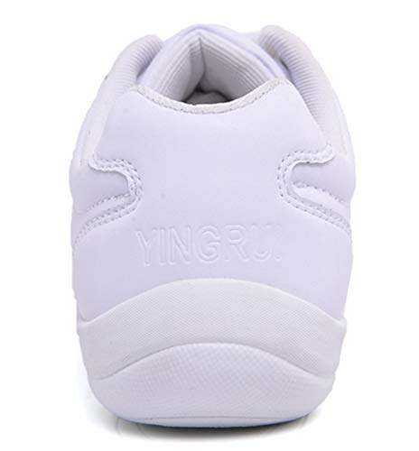 DADAWEN Adult & Youth White Cheerleading Shoe Athletic Sport Training Competition Tennis Sneakers Cheer Shoes White US Size 9/EU Size 41 - Image 5