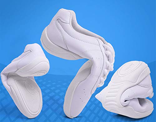 DADAWEN Adult & Youth White Cheerleading Shoe Athletic Sport Training Competition Tennis Sneakers Cheer Shoes White US Size 9/EU Size 41 - Image 3