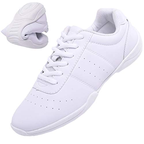 DADAWEN Adult & Youth White Cheerleading Shoe Athletic Sport Training Competition Tennis Sneakers Cheer Shoes White US Size 9/EU Size 41 - Image 1