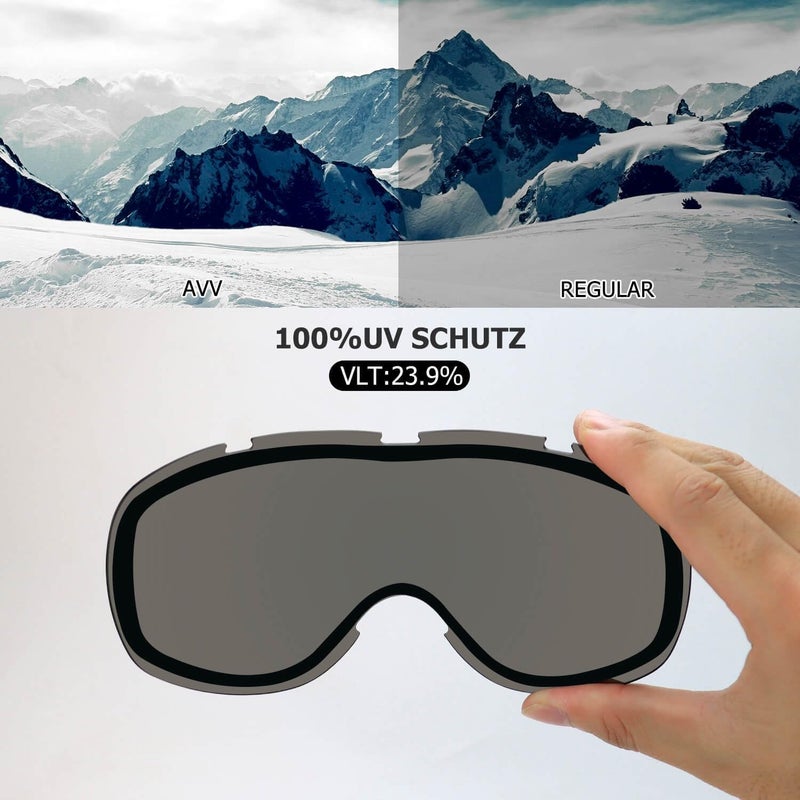 AVV Store OTG Ski Goggles for Men Women With Anti-Fog Dual Layer lens, UV400 Snow Goggle for Snowboarding Snowmobiling Skating - Image 3