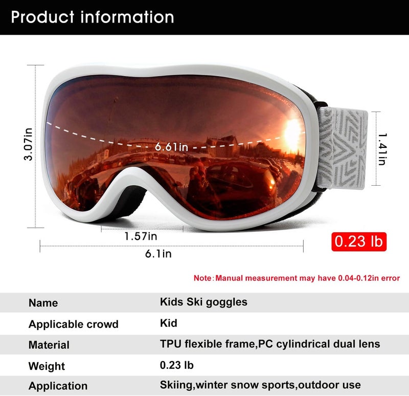 AVV Store OTG Ski Goggles for Men Women With Anti-Fog Dual Layer lens, UV400 Snow Goggle for Snowboarding Snowmobiling Skating - Image 2